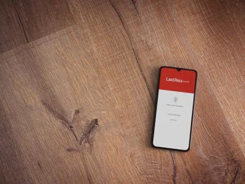 LastPass Password Manager app launch screen with logo on the display of a bla Stock Photos