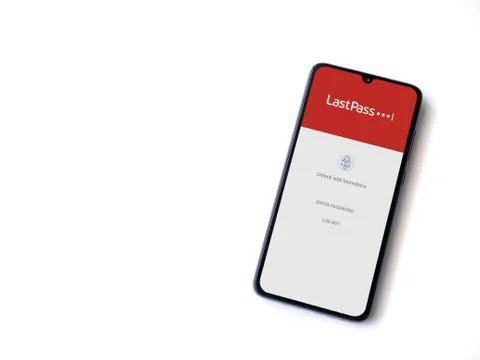 LastPass Password Manager app launch screen with logo on the display of a bla Stock Photos