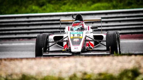 Laszlo Toth driving a R-ace GP single-seater car Stock Photos