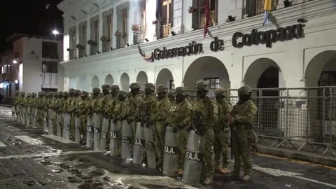 Latacunga, Ecuador's temporary gov't base, militarized ahead of indigenous strik Stock Footage 317528051
