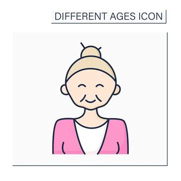 Late adulthood color icon Stock Illustration