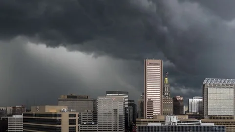 Late Afternoon Spring Thunderstorm over Baltimore City - Timelapse Video stock 82253174