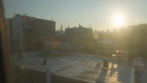 Late Afternoon Train Ride in Queens NYC Stock Footage 341848655
