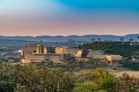 Late afternoon view of UNISA, Pretoria, from Fort Klapperkop Stock Photos