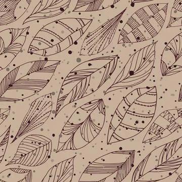 Late autumn seamless pattern. Dirty leaves. First snow. Doodle, vector Illustrazione stock