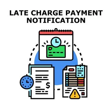Late charge payment notification system concept planning Stock Illustration