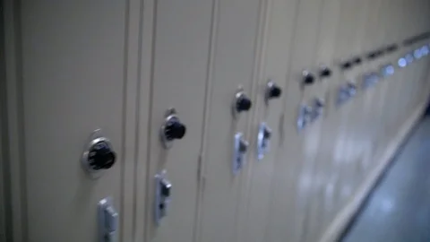 Late to Class Running Past Lockers At A High School 스톡 동영상 124343048