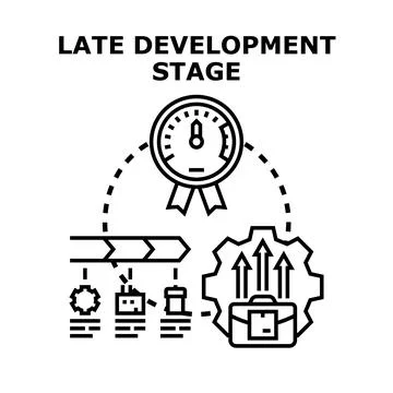 Late development stage concept, project progress timeline Stock Illustration