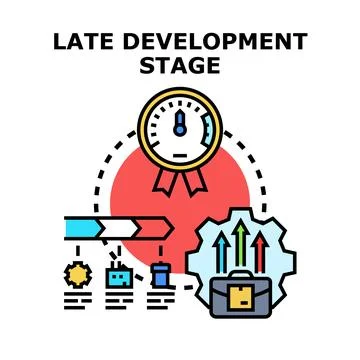 Late development stage concept, project progress timeline Stock Illustration