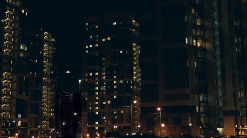 Late Evening Cityscape Windows Stock Footage 96411277