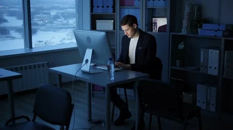 Late in the Evening in the Design Bureau Stock Footage 59791091