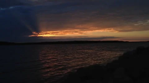 Late Evening Lake Sunset Stock Footage 44966840