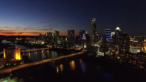 Late Evening LIght on Downtown Austin Texas USA Stock Footage 128934860