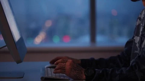 Late in the Evening in the Office Stock Footage 70864697