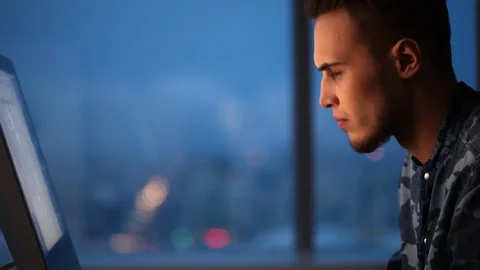 Late in the Evening in the Office Stock Footage 85806682