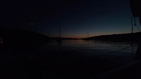 Late Evening Relaxing Dark View of the Mediterranean Sea Stock Footage 111907705