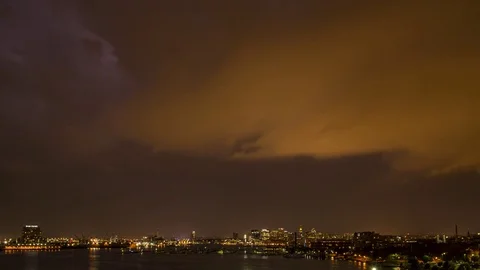 Late Evening Summer Storm Clouds Over Baltimore Timelapse Video stock 82149040