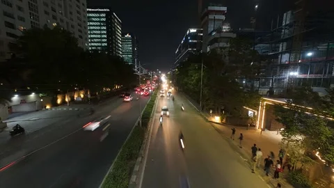 Late evening view of road traffic at HITEC City (Knowledge city). Stock Footage 288304275