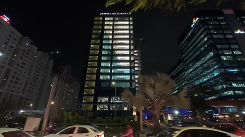 Late evening view of road traffic at HITEC City (Knowledge city). Stock Footage 288304557
