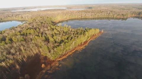 Late Fall Lake Aerial  Stock Footage 58722919