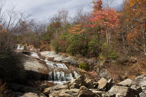 Late fall mountain waterfall Stock Photos