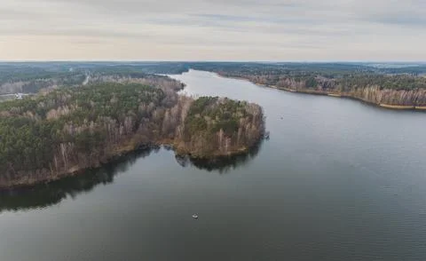 Late fall. River and forest Stock Photos