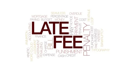 Late fee animated word cloud. Kinetic typography. 库存影片 111221422
