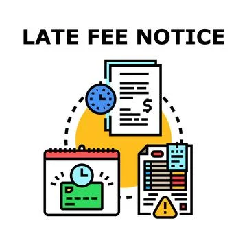 Late fee notice concept for payment and financial deadlines Stock Illustration