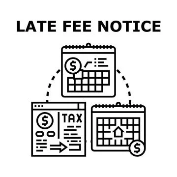 Late fee notice concept with payment and calendar planning tasks Stock Illustration