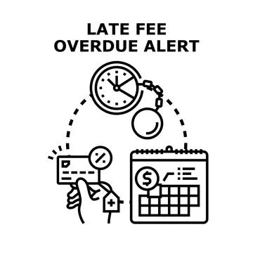 Late fee overdue alert debt payment deadline Stock Illustration