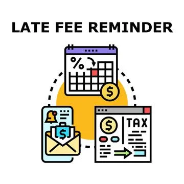 Late fee reminder concept receiving debt notifications Stock Illustration