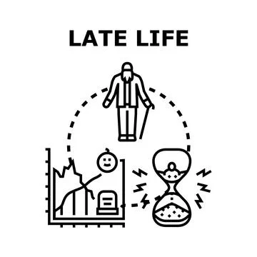 Late life aging process and mortality passing time Stock Illustration