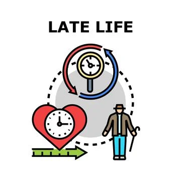 Late life aging process and duration concept Stock Illustration