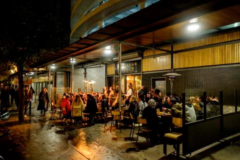 Late night cafe in the PLace des Carmes, Toulouse, France Stock Photos