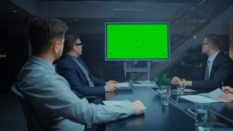 Late at Night In Corporate Meeting Room: Board of Directors, Executives Stock Footage
