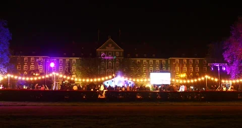 Late Night Event with Light Projections at Jasne Błonia and Szczecin City Hall Vídeos de archivo 335664347