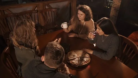 Late night gathering in a cafe Stock Footage 88708152