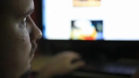 Late night office worker working overtime in dark office. HD. 1920x1080 Video stock 43238662