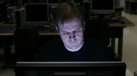 Late Night using Computer part 3 Stockbeeldmateriaal 11159302