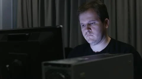 Late Night using Computer part 1 Stock Footage 11160154