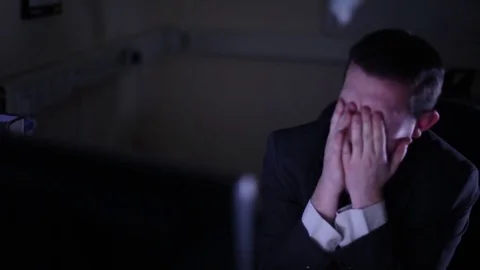 Late Night Worker Panics Over Deadlines Stock Footage 72044329