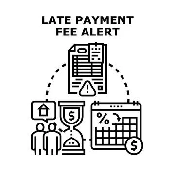 Late payment fee alert concept illustrating financial overdue bill Stock Illustration
