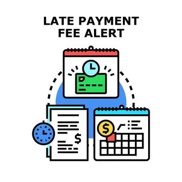 Late payment fee alert deadline calendar organizing Stock Illustration