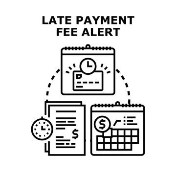 Late payment fee alert deadline calendar organizing Stock Illustration