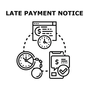 Late payment notice concept, overdue reminder, financial deadline Illustrazione stock