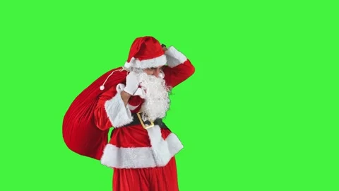 Late Santa Claus anxiously checking his wristwatch while holding his sack o.. Stock Footage 285348262