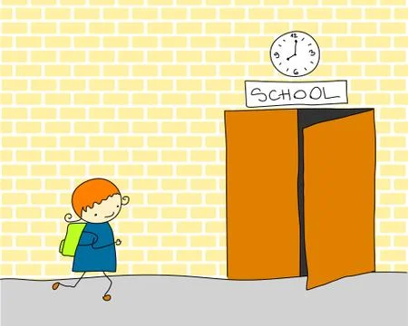 Late for school Stock Illustration