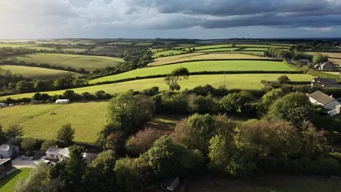 Late summer sun and storm clouds over the West Country Stock Footage 344056180