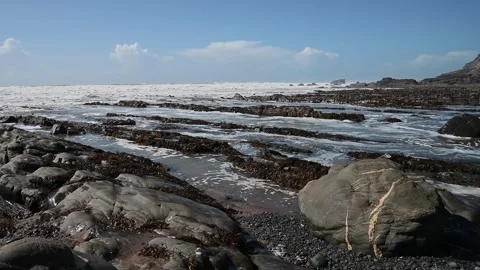 Late summer on Welcombe Mouth Devon Stock Footage 315990034