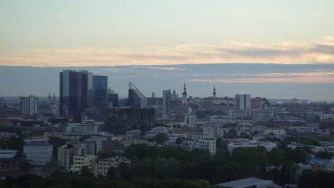 Late sunset view on city. Video stock 92060722